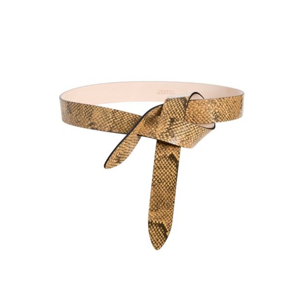 Isabel Marant Iconic Python Pecce Waist Belt Womens Medium Yellow Black Leather - Picture 1 of 14